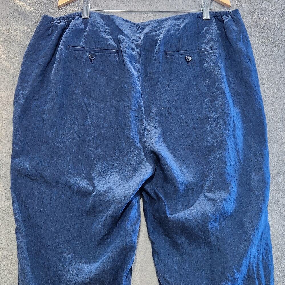 Talbots Womens Navy Blue 100% Linen Chelsea Crop Pants Size 20W Nautical Beach - Picture 5 of 13